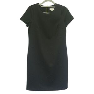 Calvin Klein little black Dress Floral pattern ROSES gold hardware SIZE 10‎